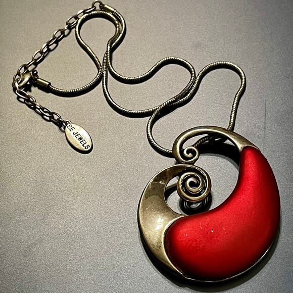 3 for $15 CLEARANCE Be Jewels  Silver Tone & Metallic Red Pendant Necklace - Picture 1 of 7